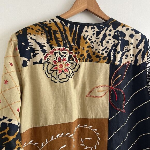 Alex Kim Patchwork Embroidered Jacket L Cottagecore Boho Y2K Vtg Art to Wear - Picture 13 of 14